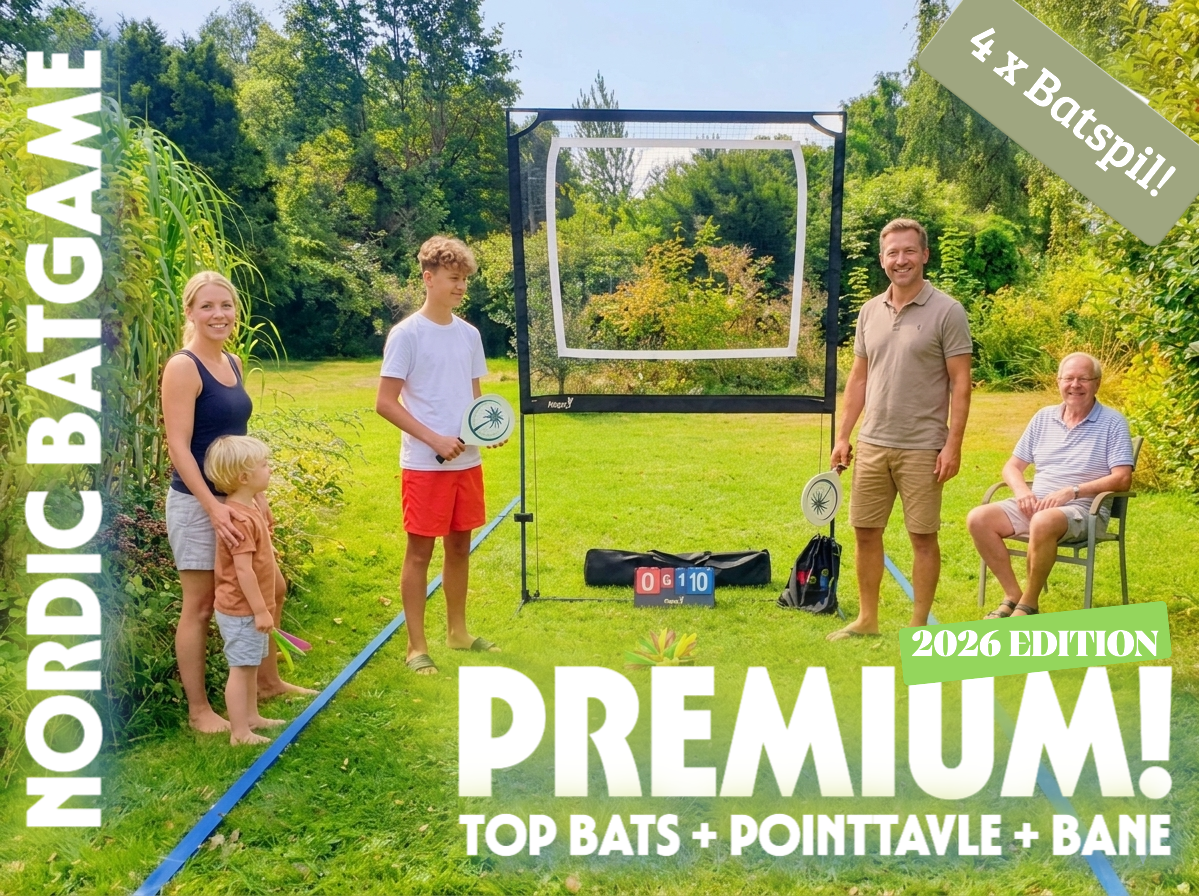 Nordic Batgame Premium Spillesæt – 4 bats og 4 boldtyper inkl. pickleball og tennisbold, med banemarkør og pointtavle